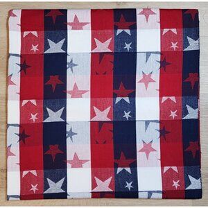 Patriotic Cotton Woven Fabric Red White Blue Stars Check Twill 2yds 24" 46" Wide